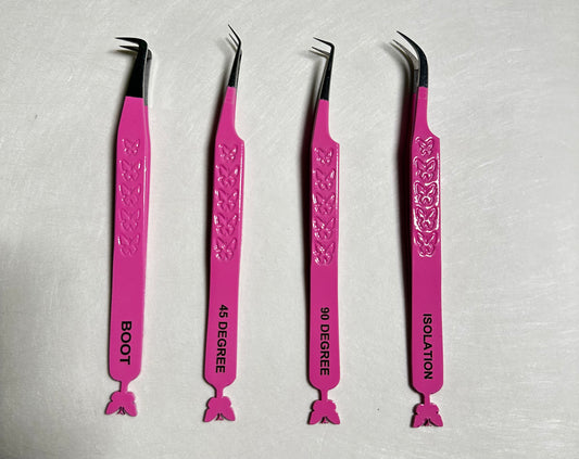 Pink Butterfly Fiber Tip Tweezers